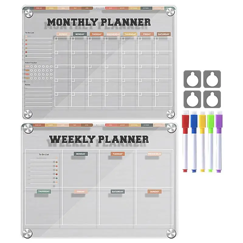 Magnetic Dry Erase Calendar & Planner Board – Reusable Fridge Whiteboard with To-Do List & Schedule Organizer