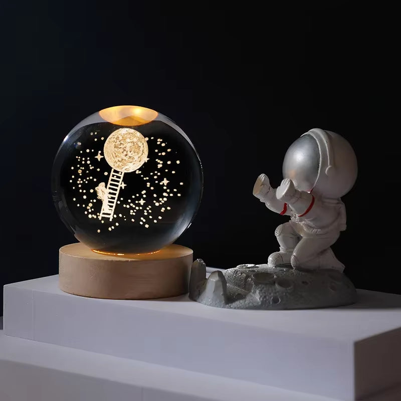 3D Crystal Planet Night Light – Laser-Engraved Solar System Globe, Astronomy Gift & Home Décor