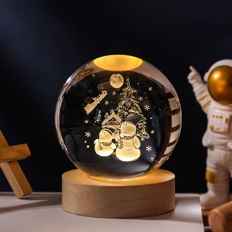 3D Crystal Planet Night Light – Laser-Engraved Solar System Globe, Astronomy Gift & Home Décor