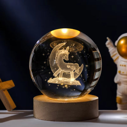 3D Crystal Planet Night Light – Laser-Engraved Solar System Globe, Astronomy Gift & Home Décor