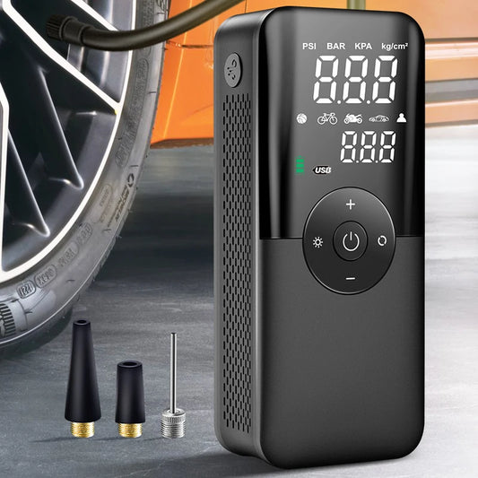 CARSUN Cordless Tire Inflator – Portable Digital Air Pump for Car, Bike & Sports