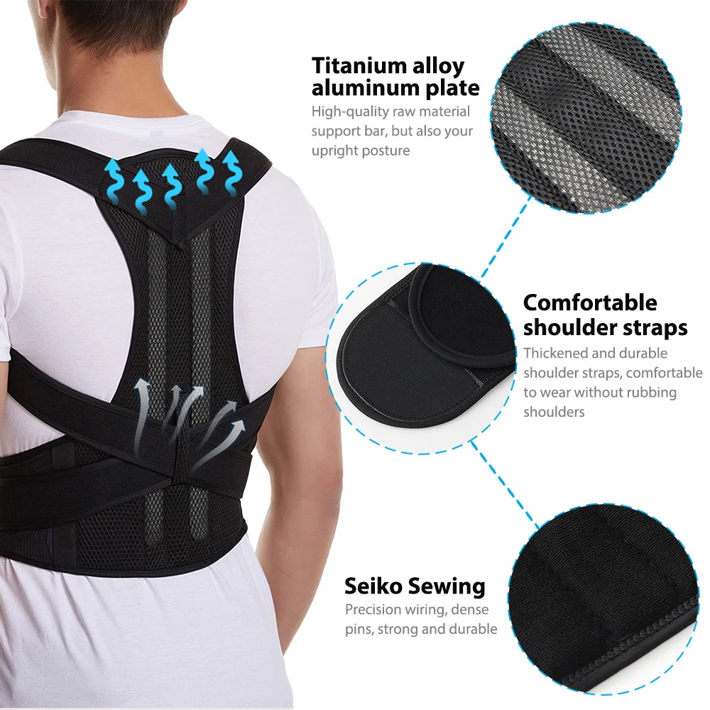Adjustable Back Brace & Posture Corrector for Men and Women