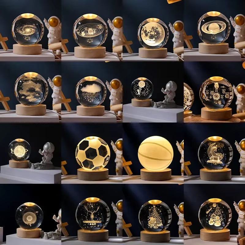 3D Crystal Planet Night Light – Laser-Engraved Solar System Globe, Astronomy Gift & Home Décor