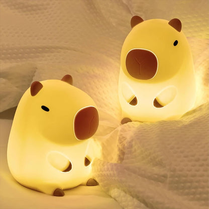 Cute Capybara Silicone Night Light – USB Rechargeable Animal Bedside Lamp for Kids & Home Décor