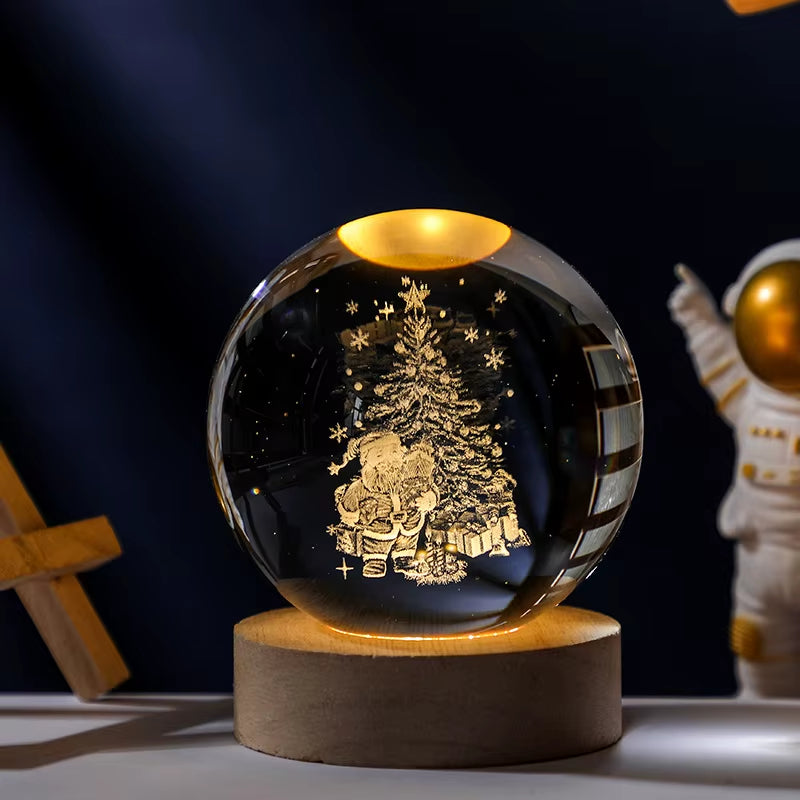 3D Crystal Planet Night Light – Laser-Engraved Solar System Globe, Astronomy Gift & Home Décor