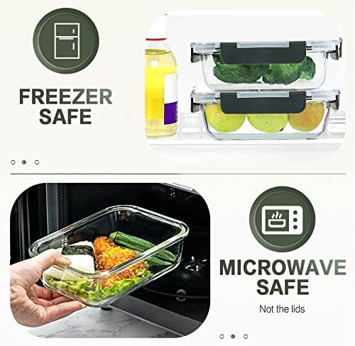 30-Piece Glass Food Storage Container Set with Snap Locking Lids – Airtight Meal Prep Containers for Microwave, Oven, Freezer & Dishwasher, Gray