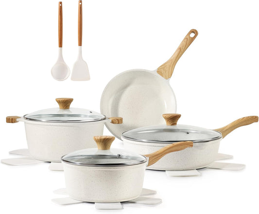 13-Piece Nonstick Ceramic Cookware Set – Healthy Pots & Pans with Stay-Cool Handles, Silicone Tools & Pot Protectors