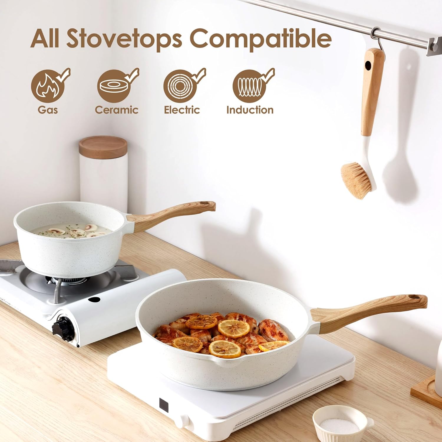 13-Piece Nonstick Ceramic Cookware Set – Healthy Pots & Pans with Stay-Cool Handles, Silicone Tools & Pot Protectors