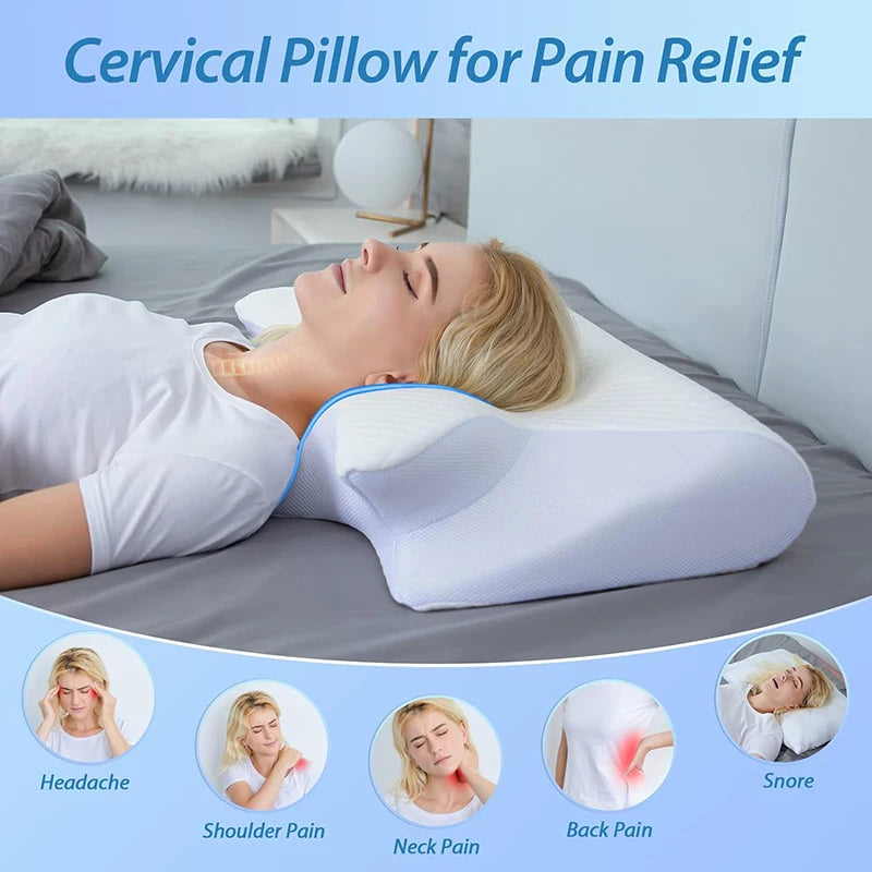2‑in‑1 Ergonomic Memory Foam Cervical Pillow – Contoured Neck Support