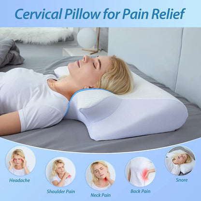 2‑in‑1 Ergonomic Memory Foam Cervical Pillow – Contoured Neck Support