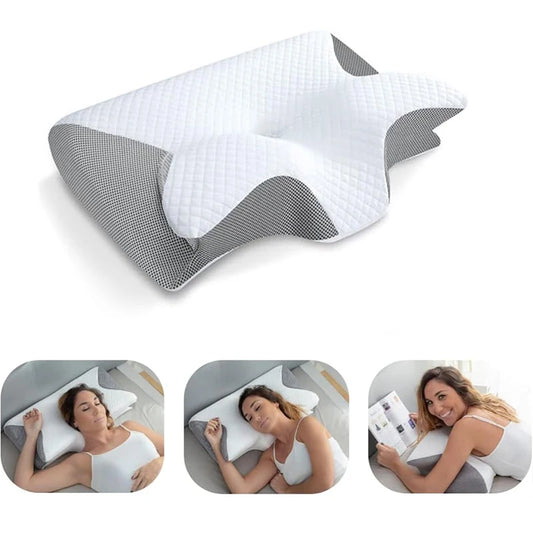 2‑in‑1 Ergonomic Memory Foam Cervical Pillow – Contoured Neck Support