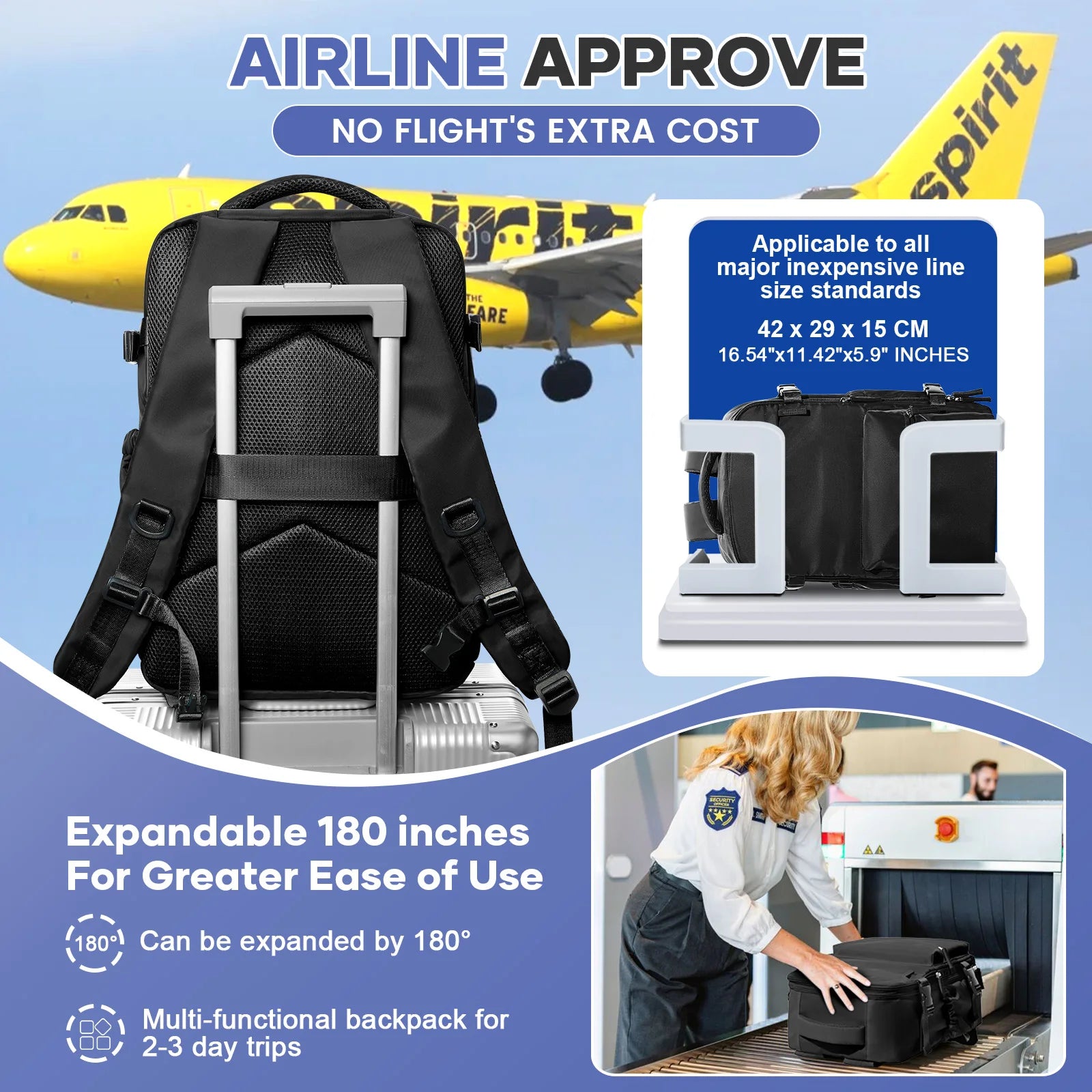Men’s Expandable Vacuum Compression Travel Backpack – 15.6” Laptop Bag & Cabin-Friendly Carry-On (Ryanair 40x20x25cm)
