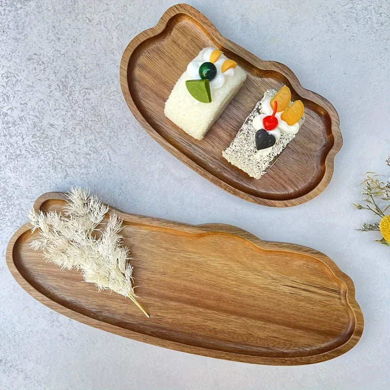 Japanese Style Wooden Serving Tray – Tea, Coffee, Fruit & Snack Plate