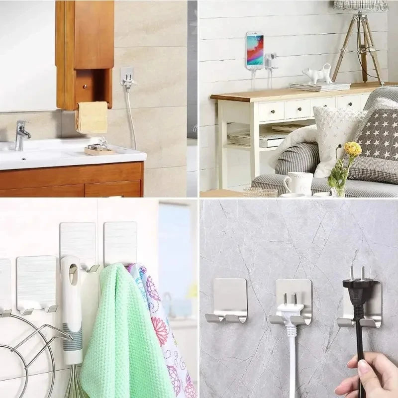 2-Pack Stainless Steel Razor Holders – Wall-Mounted Shaving Stand & Bathroom Organizer Hooks