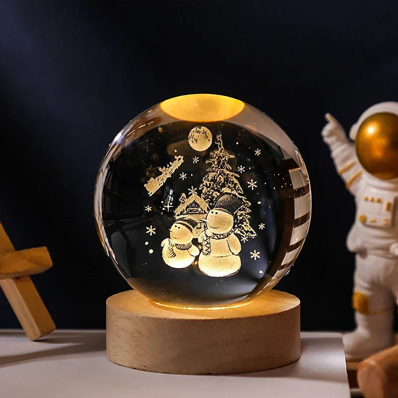 3D Crystal Planet Night Light – Laser-Engraved Solar System Globe, Astronomy Gift & Home Décor