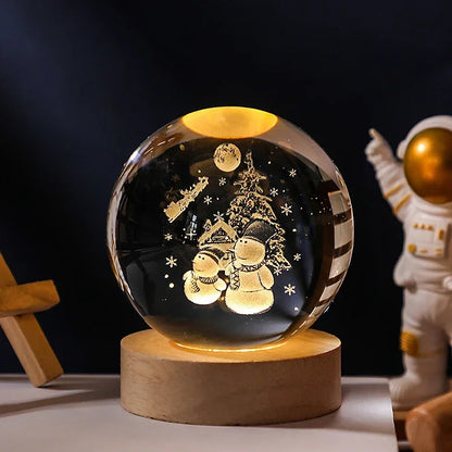 3D Crystal Planet Night Light – Laser-Engraved Solar System Globe, Astronomy Gift & Home Décor