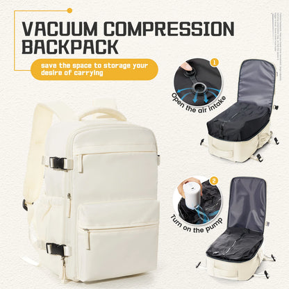 Men’s Expandable Vacuum Compression Travel Backpack – 15.6” Laptop Bag & Cabin-Friendly Carry-On (Ryanair 40x20x25cm)