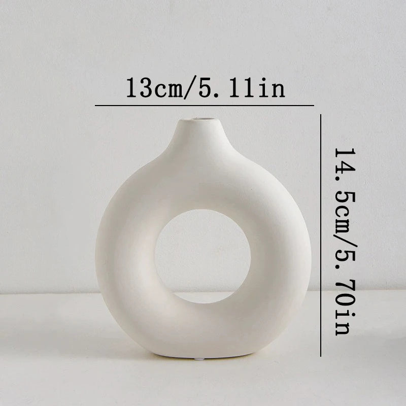 Nordic White Flower Vase – Modern Plastic Plant Pot for Floral Arrangements & Home Décor