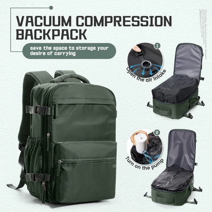 Men’s Expandable Vacuum Compression Travel Backpack – 15.6” Laptop Bag & Cabin-Friendly Carry-On (Ryanair 40x20x25cm)