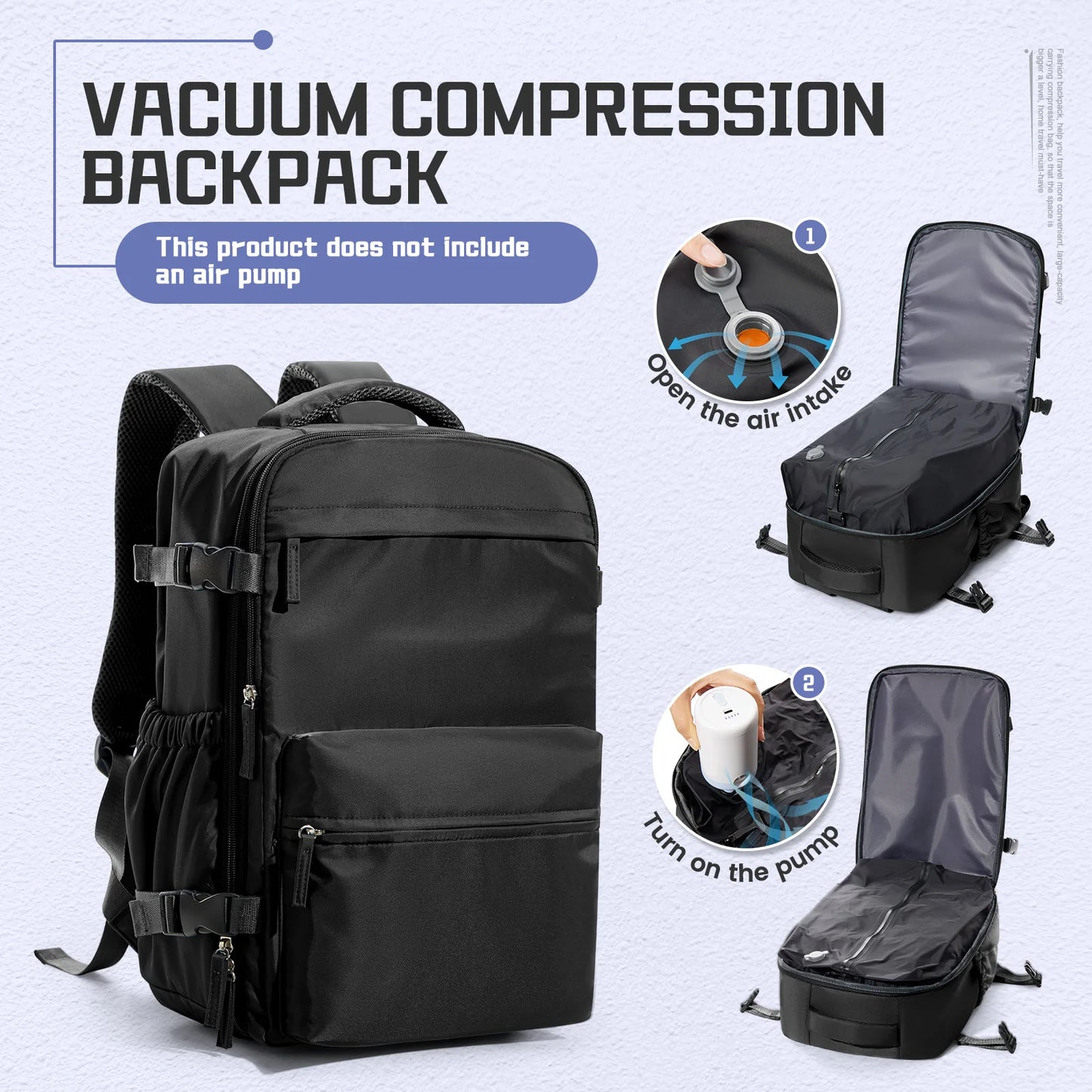 Men’s Expandable Vacuum Compression Travel Backpack – 15.6” Laptop Bag & Cabin-Friendly Carry-On (Ryanair 40x20x25cm)