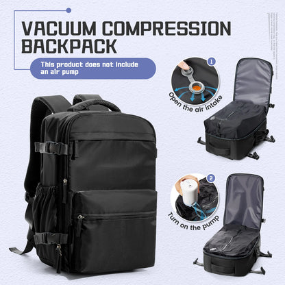 Men’s Expandable Vacuum Compression Travel Backpack – 15.6” Laptop Bag & Cabin-Friendly Carry-On (Ryanair 40x20x25cm)