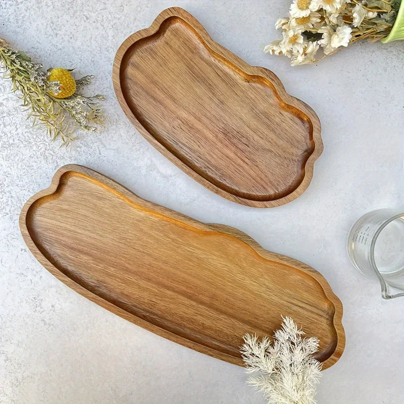 Japanese Style Wooden Serving Tray – Tea, Coffee, Fruit & Snack Plate