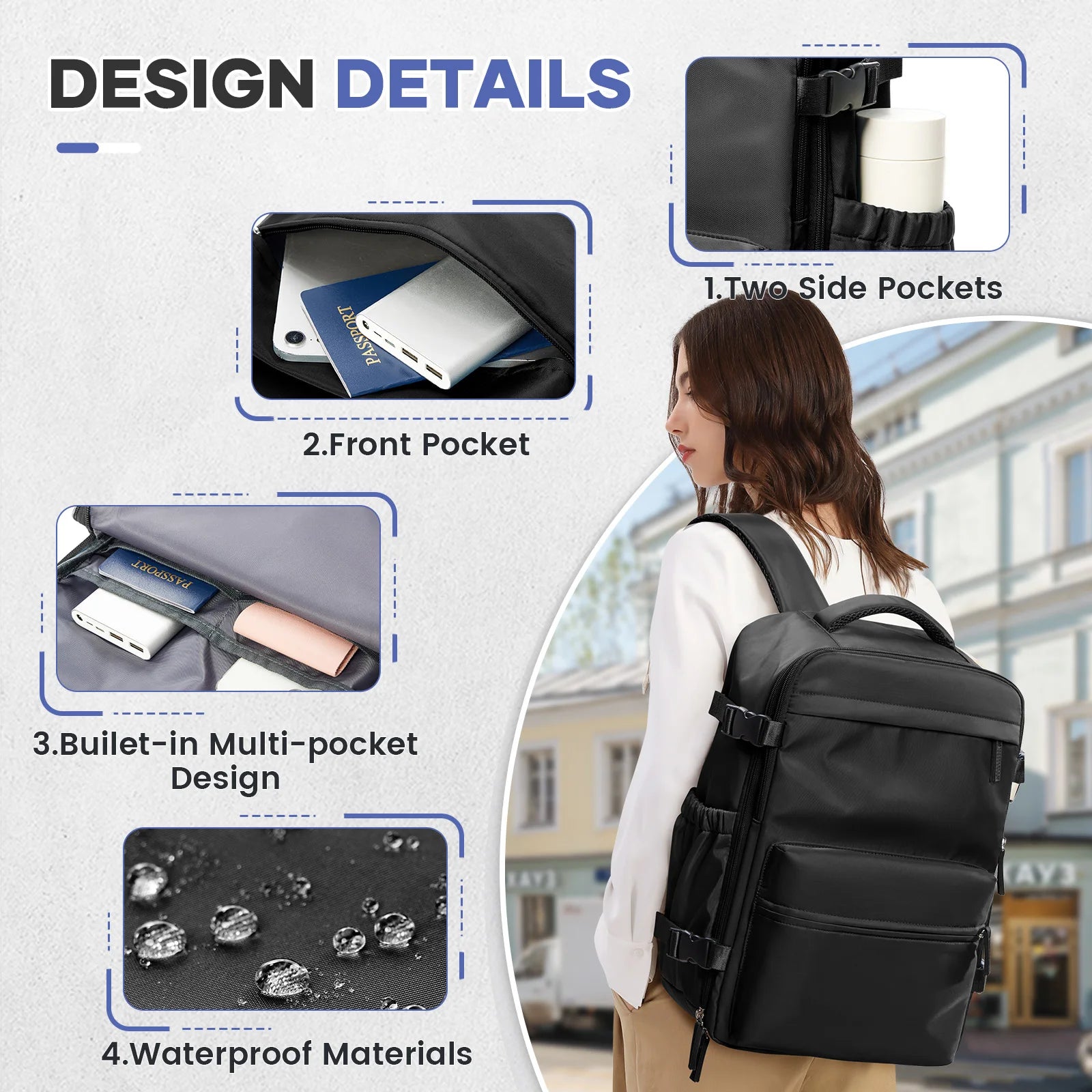 Men’s Expandable Vacuum Compression Travel Backpack – 15.6” Laptop Bag & Cabin-Friendly Carry-On (Ryanair 40x20x25cm)