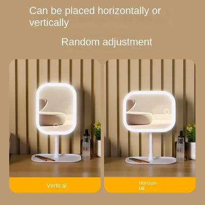 LED Desktop Vanity Mirror – 3-Color Dimmable Touch Makeup Mirror for Bedroom & Dressing Table