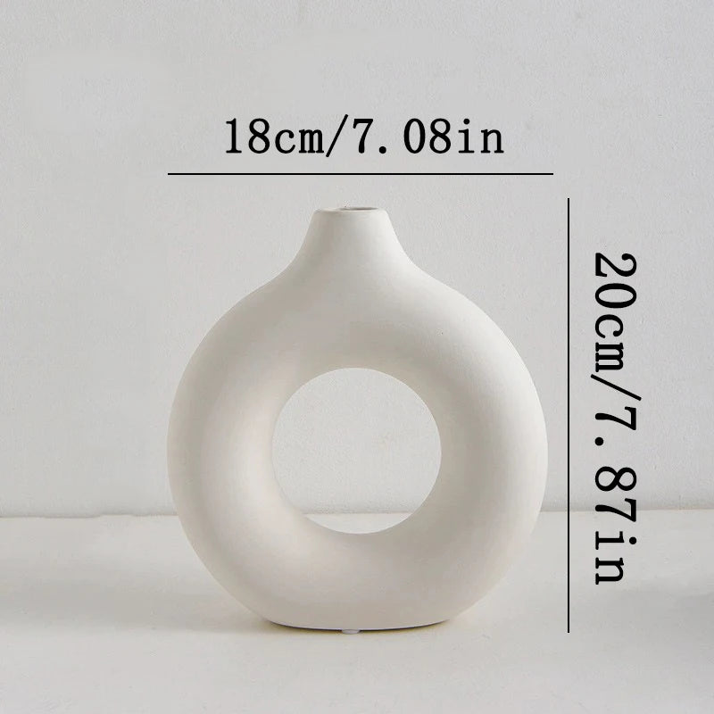 Nordic White Flower Vase – Modern Plastic Plant Pot for Floral Arrangements & Home Décor