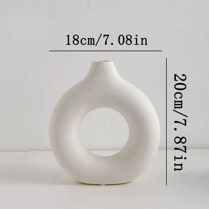 Nordic White Flower Vase – Modern Plastic Plant Pot for Floral Arrangements & Home Décor