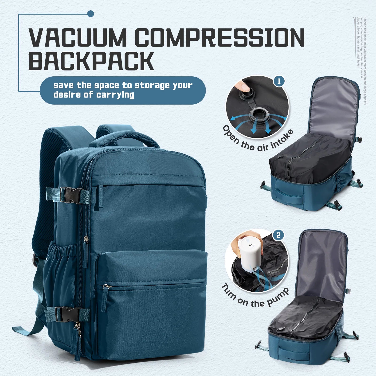Men’s Expandable Vacuum Compression Travel Backpack – 15.6” Laptop Bag & Cabin-Friendly Carry-On (Ryanair 40x20x25cm)