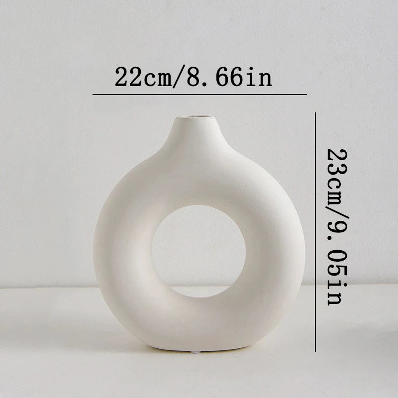 Nordic White Flower Vase – Modern Plastic Plant Pot for Floral Arrangements & Home Décor