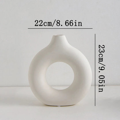Nordic White Flower Vase – Modern Plastic Plant Pot for Floral Arrangements & Home Décor