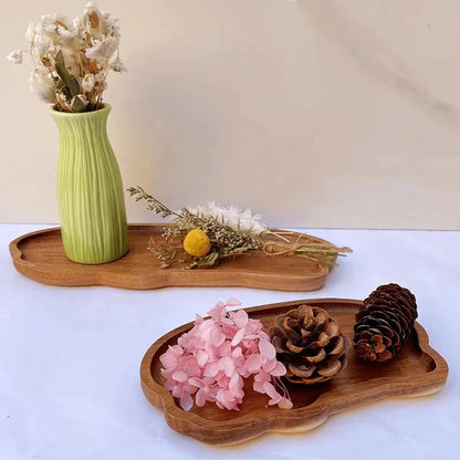 Japanese Style Wooden Serving Tray – Tea, Coffee, Fruit & Snack Plate