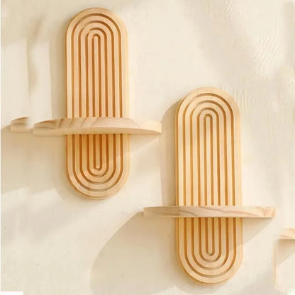 Boho Wooden Wall-Mounted Storage Rack – Stylish & Functional