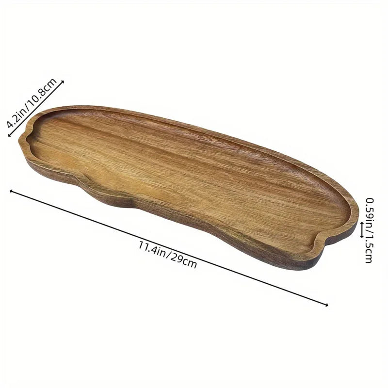 Japanese Style Wooden Serving Tray – Tea, Coffee, Fruit & Snack Plate