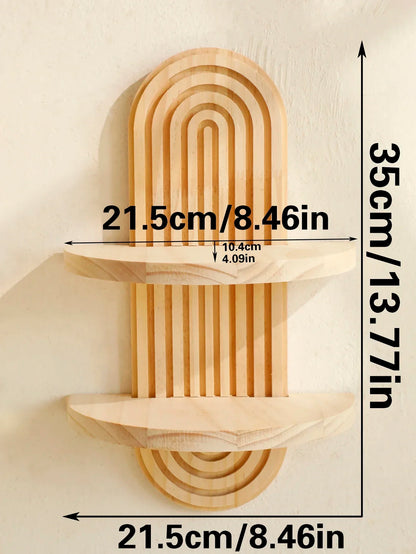 Boho Wooden Wall-Mounted Storage Rack – Stylish & Functional