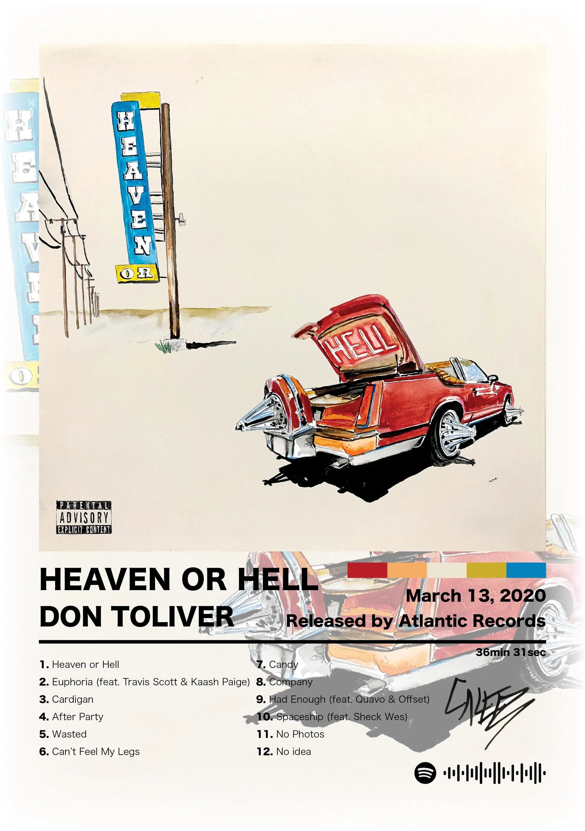 Canvas Wall Art – Hip Hop Album Cover Poster Print for Home & Room Décor
