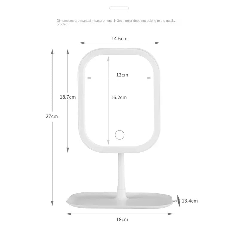 LED Desktop Vanity Mirror – 3-Color Dimmable Touch Makeup Mirror for Bedroom & Dressing Table
