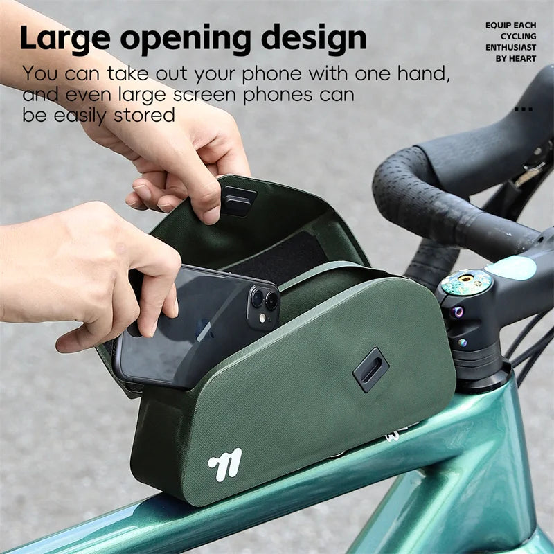 Magnetic Lid Bicycle Top Tube Bag – Waterproof Front Frame Storage for MTB & Road Bikes