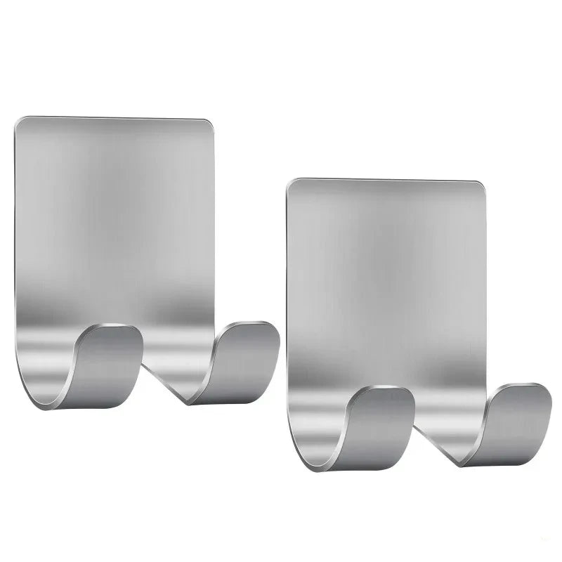 2-Pack Stainless Steel Razor Holders – Wall-Mounted Shaving Stand & Bathroom Organizer Hooks