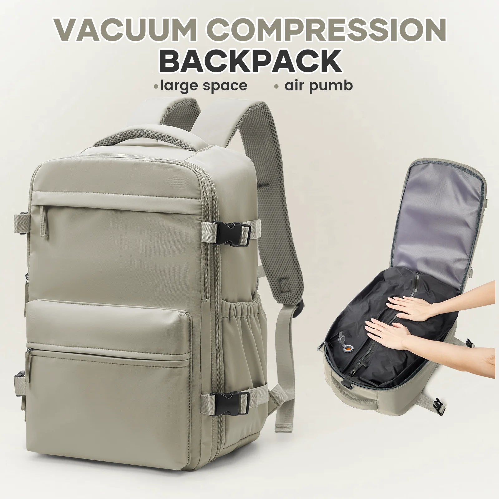 Men’s Expandable Vacuum Compression Travel Backpack – 15.6” Laptop Bag & Cabin-Friendly Carry-On (Ryanair 40x20x25cm)