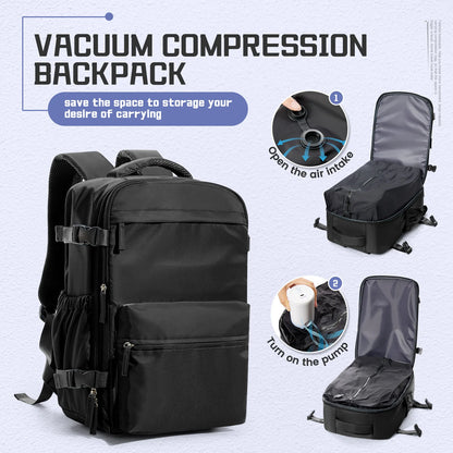 Men’s Expandable Vacuum Compression Travel Backpack – 15.6” Laptop Bag & Cabin-Friendly Carry-On (Ryanair 40x20x25cm)
