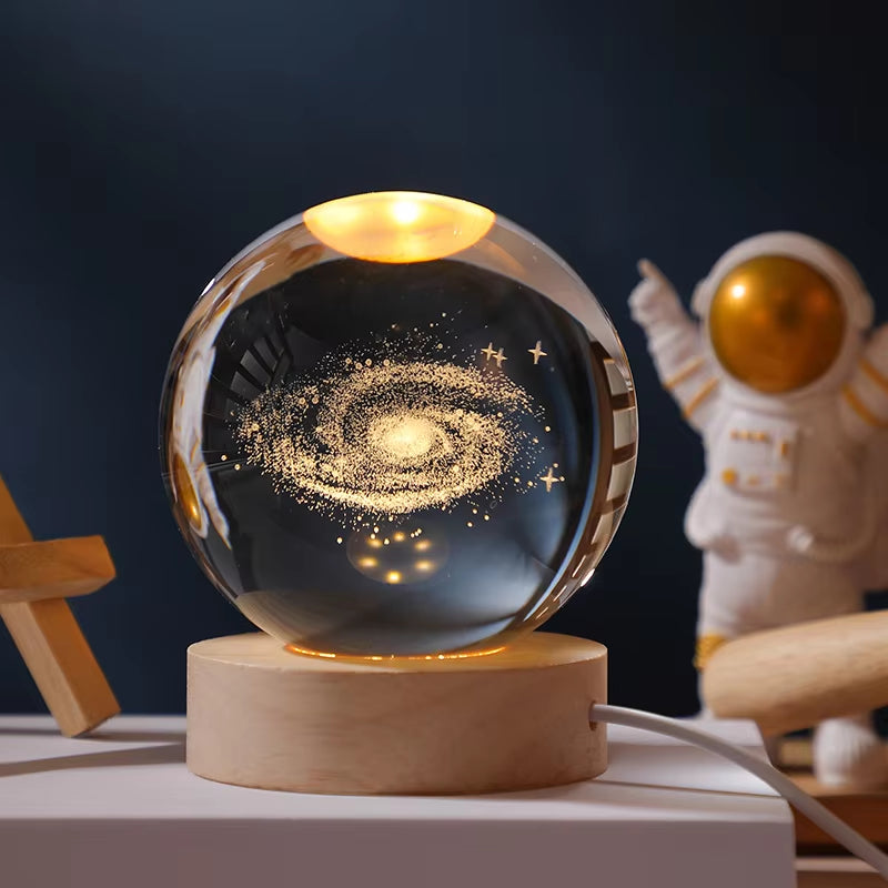 3D Crystal Planet Night Light – Laser-Engraved Solar System Globe, Astronomy Gift & Home Décor