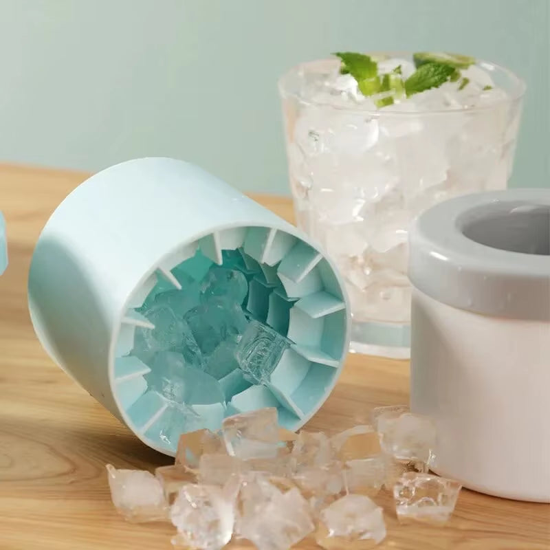 Silicone Round Ice Cube Mold & Bucket – DIY Ice Maker for Home, Bar & Summer Drinks