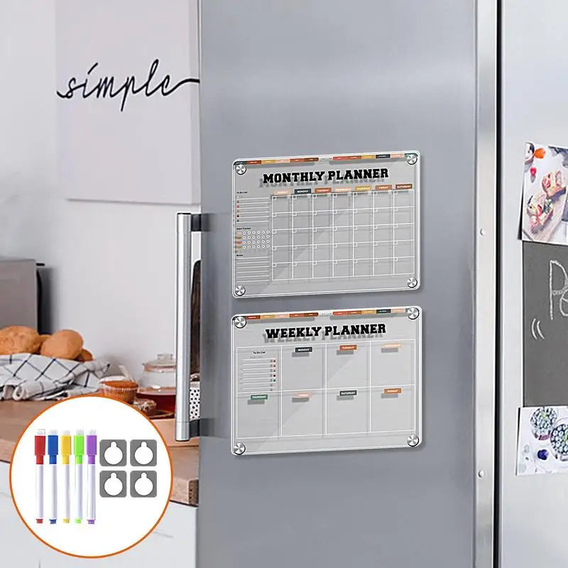 Magnetic Dry Erase Calendar & Planner Board – Reusable Fridge Whiteboard with To-Do List & Schedule Organizer
