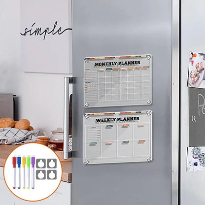 Magnetic Dry Erase Calendar & Planner Board – Reusable Fridge Whiteboard with To-Do List & Schedule Organizer