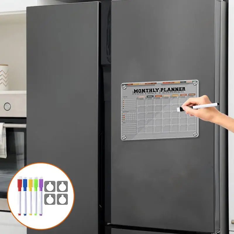 Magnetic Dry Erase Calendar & Planner Board – Reusable Fridge Whiteboard with To-Do List & Schedule Organizer