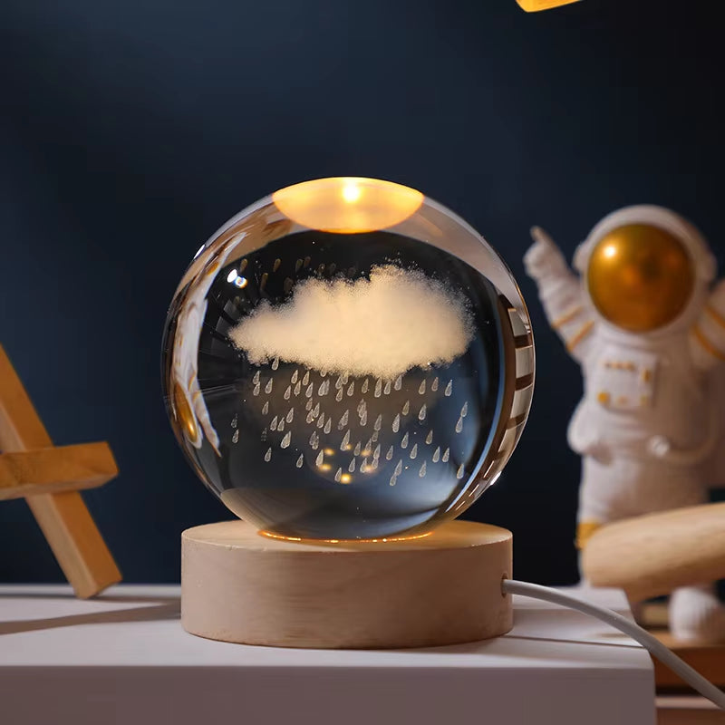 3D Crystal Planet Night Light – Laser-Engraved Solar System Globe, Astronomy Gift & Home Décor