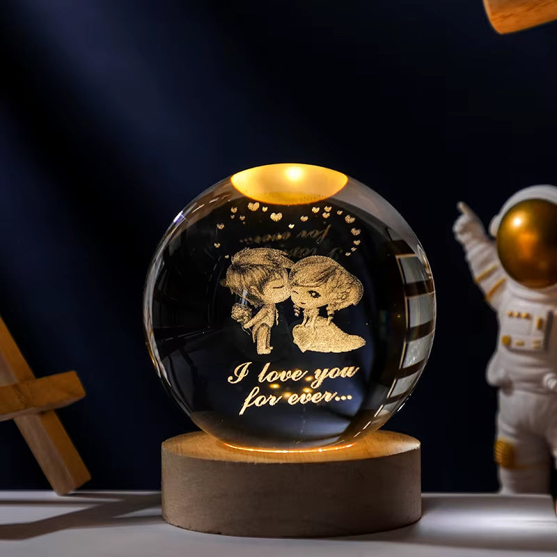 3D Crystal Planet Night Light – Laser-Engraved Solar System Globe, Astronomy Gift & Home Décor